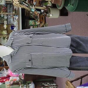 Vintage 1980s Notations Black and White Striped Blouse